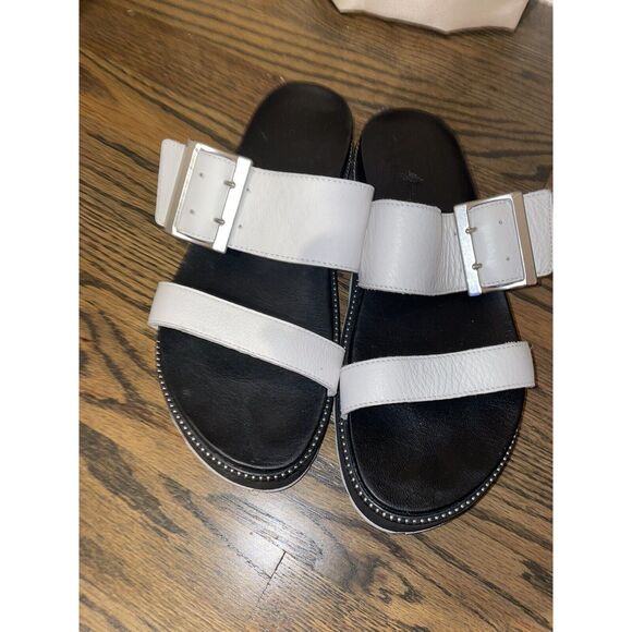 Sorel Roaming Slide Sandals Leather Buckles Sea Salt White Women’s 8 Flatform - Picture 6 of 10